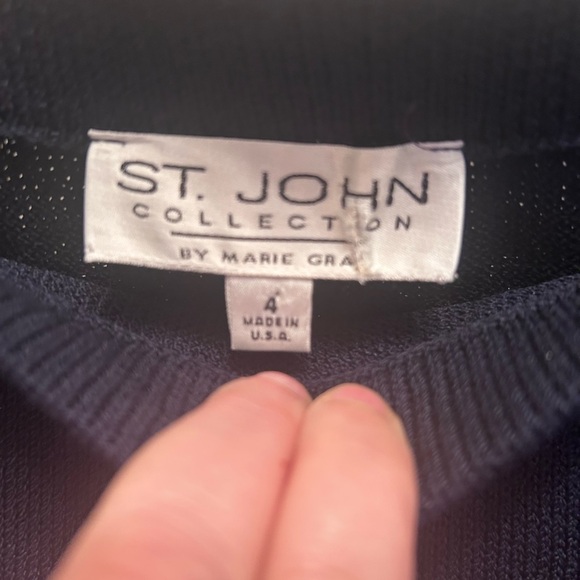 St John Collection Navy Blue Boucle Knit Pencil Skirt. Size 4 - Picture 3 of 9